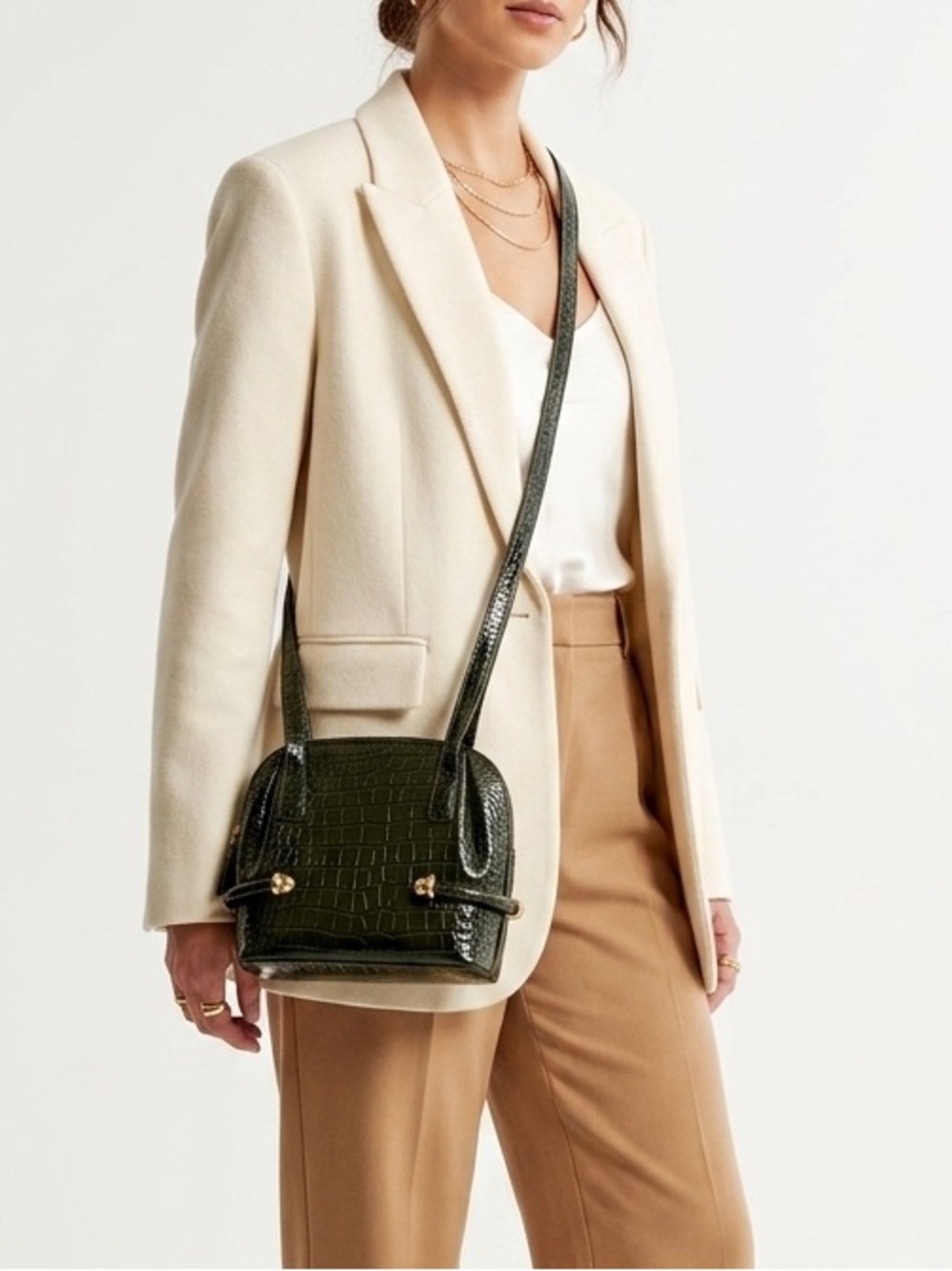 BALLY Green Chocodile Leather With Gold Hardware Crossbody Purse